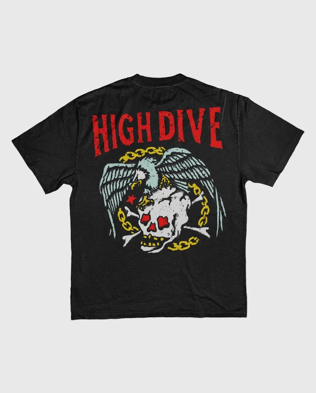Death By Eagle Heavy Tee Faded Black made by High Dive Apparel HDA