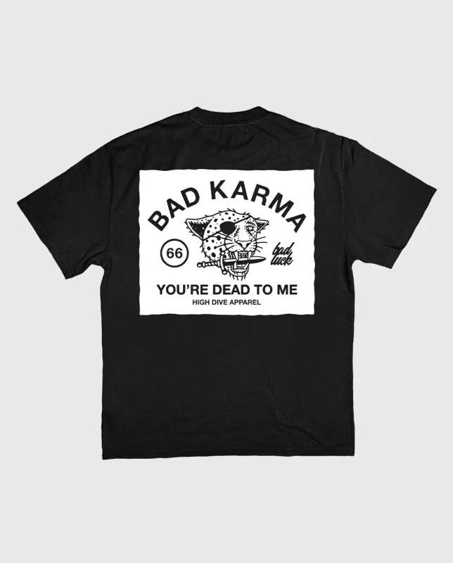 Bad Luck White Print Ultra Heavy Tee Black made by High Dive Apparel HDA