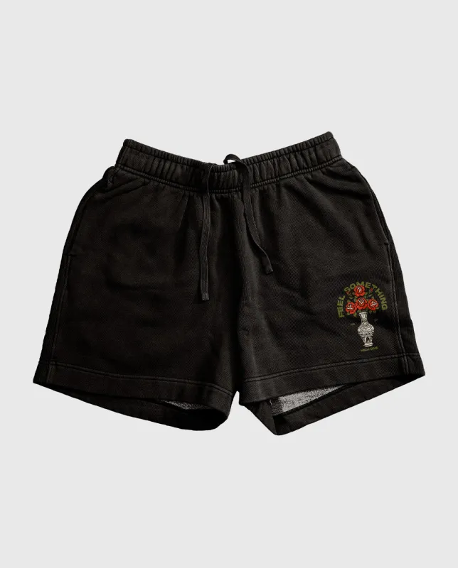 Feel Something Faded Black Relax Track Shorts made by High Dive Apparel HDA
