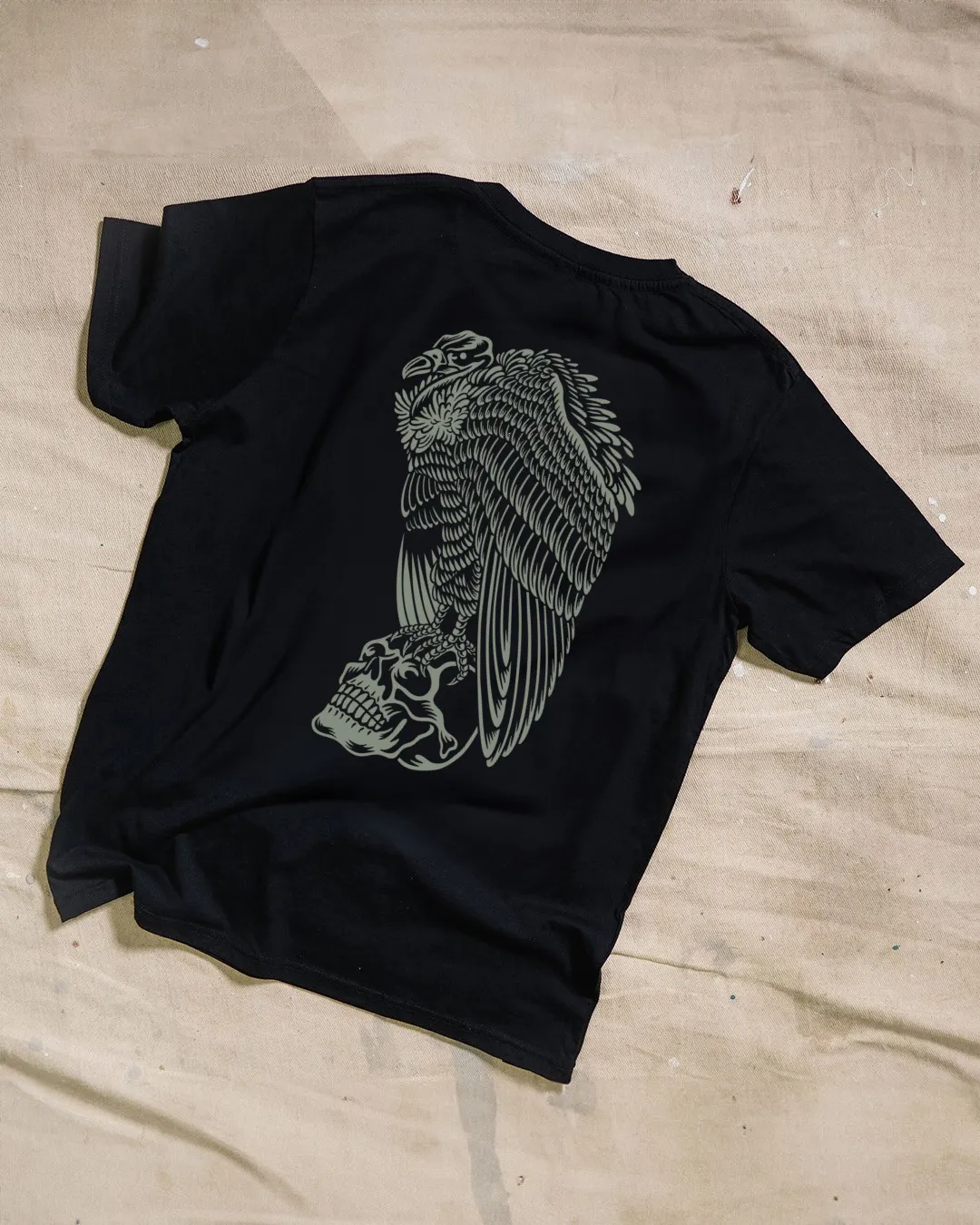 Monochrome Sitting Vulture Black T-Shirt sold by High Dive Apparel HDA