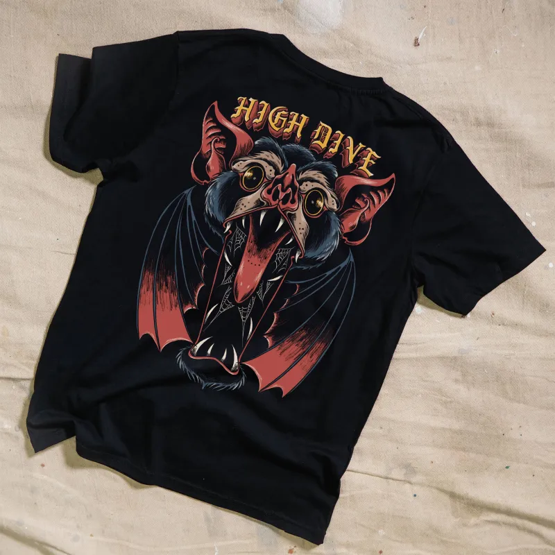 Bat Black T-Shirt made by High Dive Apparel HDA