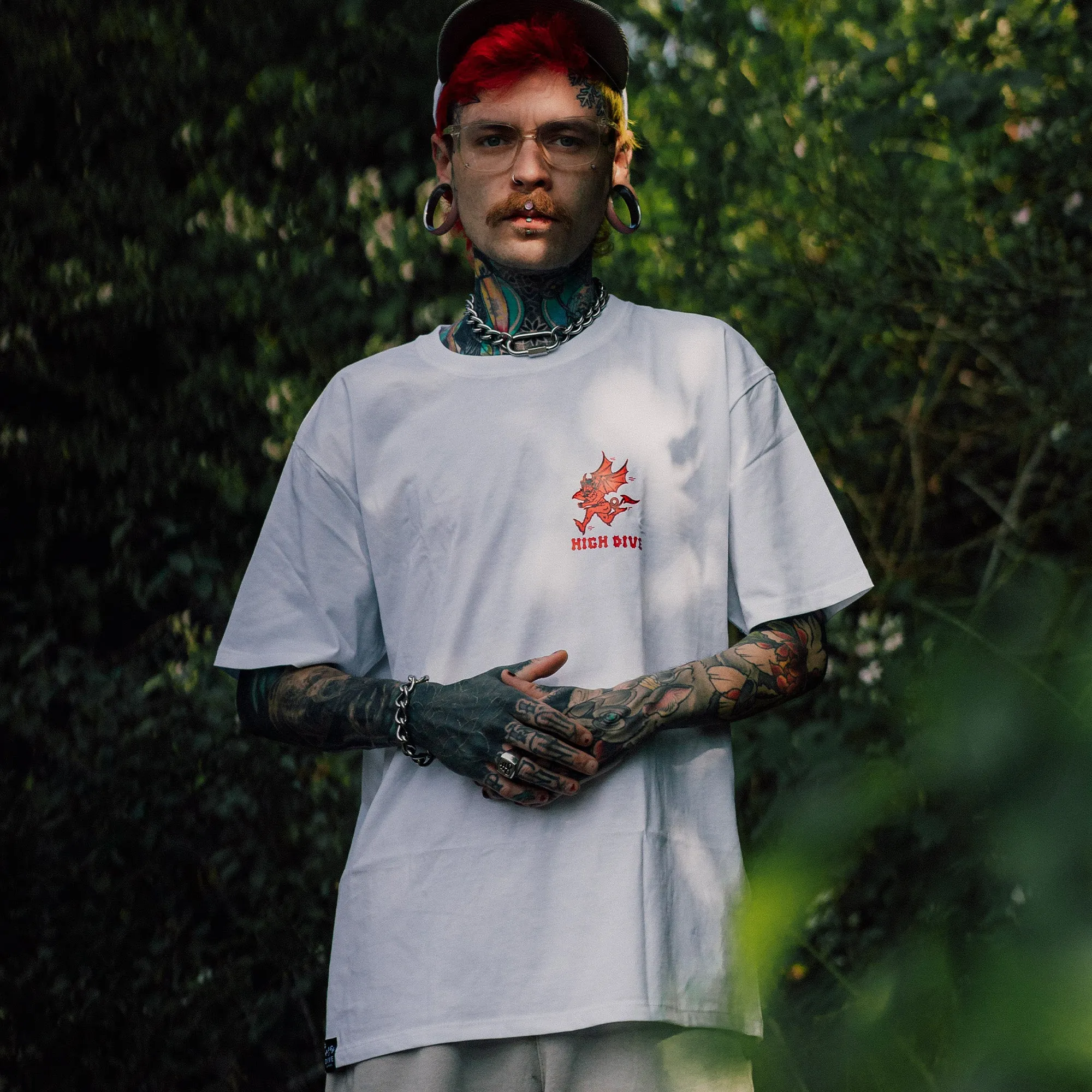 Faster Than My Demons White T-Shirt sold by High Dive Apparel HDA product image thumbnail 2