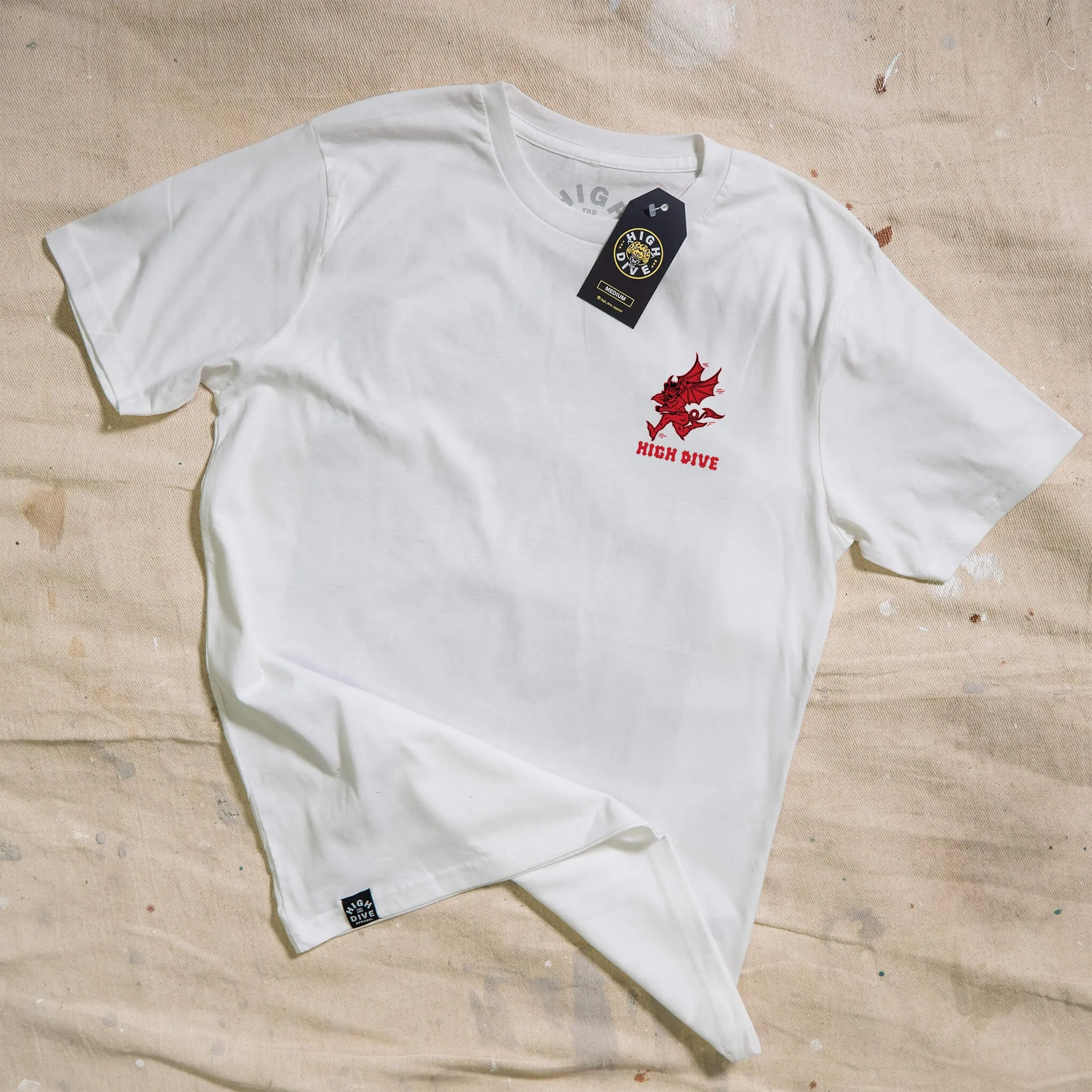 Faster Than My Demons White T-Shirt sold by High Dive Apparel HDA product image thumbnail 4