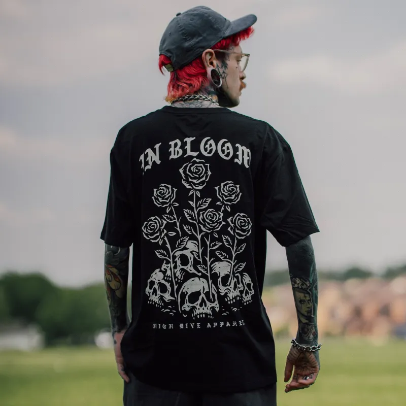 In Bloom Black T-Shirt made by High Dive Apparel HDA