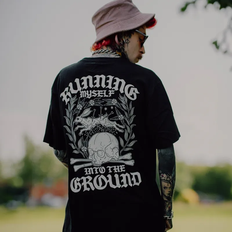 Running Myself Into The Ground Black T-Shirt made by High Dive Apparel HDA