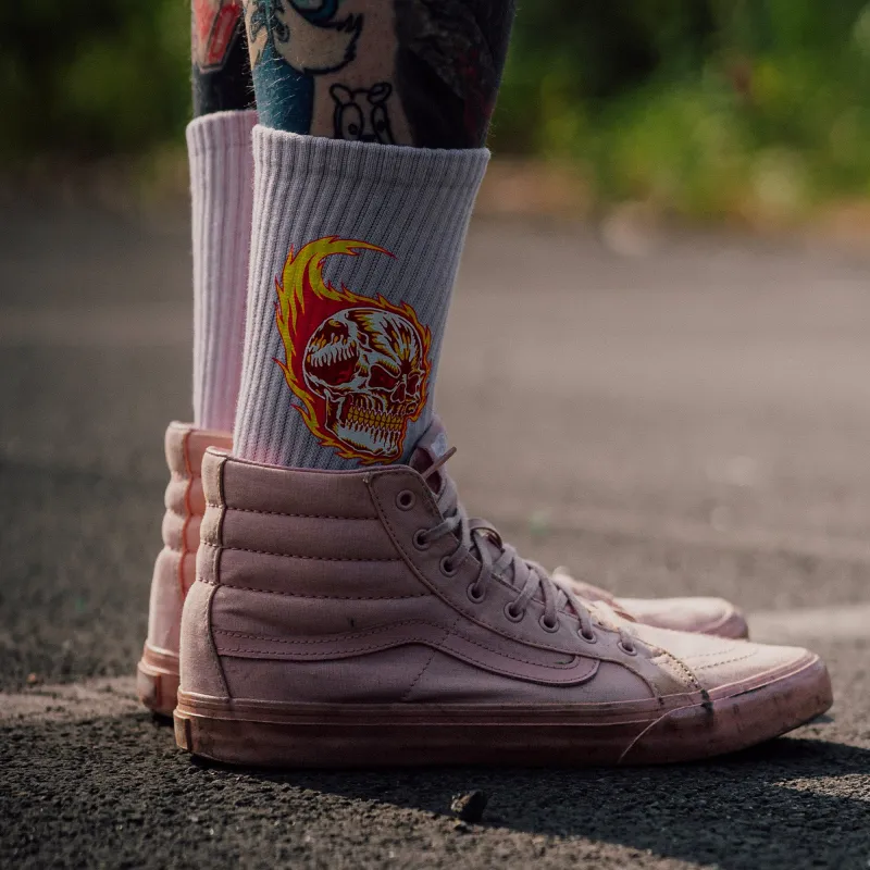Flaming Skull Orchard Socks made by High Dive Apparel HDA