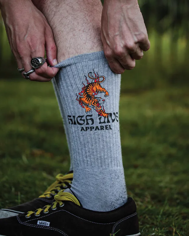 Strike First Grey Socks made by High Dive Apparel HDA