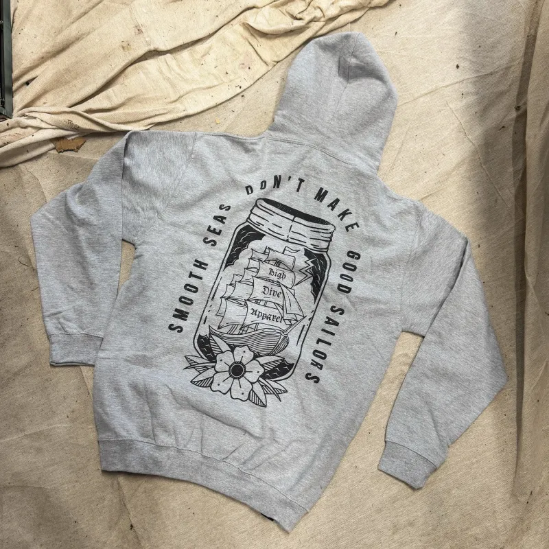 Smooth Seas Grey Hoody made by High Dive Apparel HDA