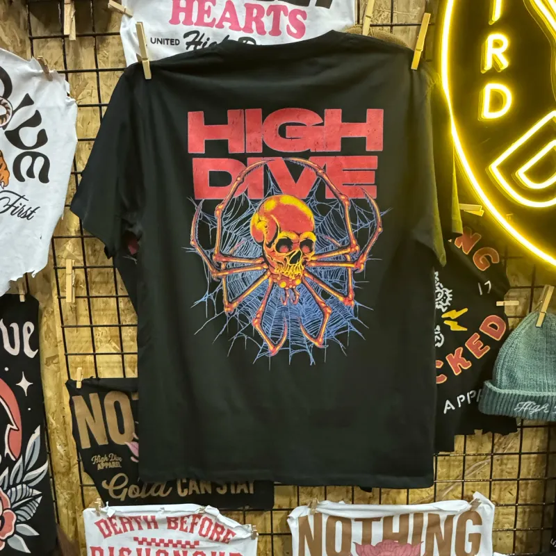 SpiderSkull Black Tee made by High Dive Apparel HDA