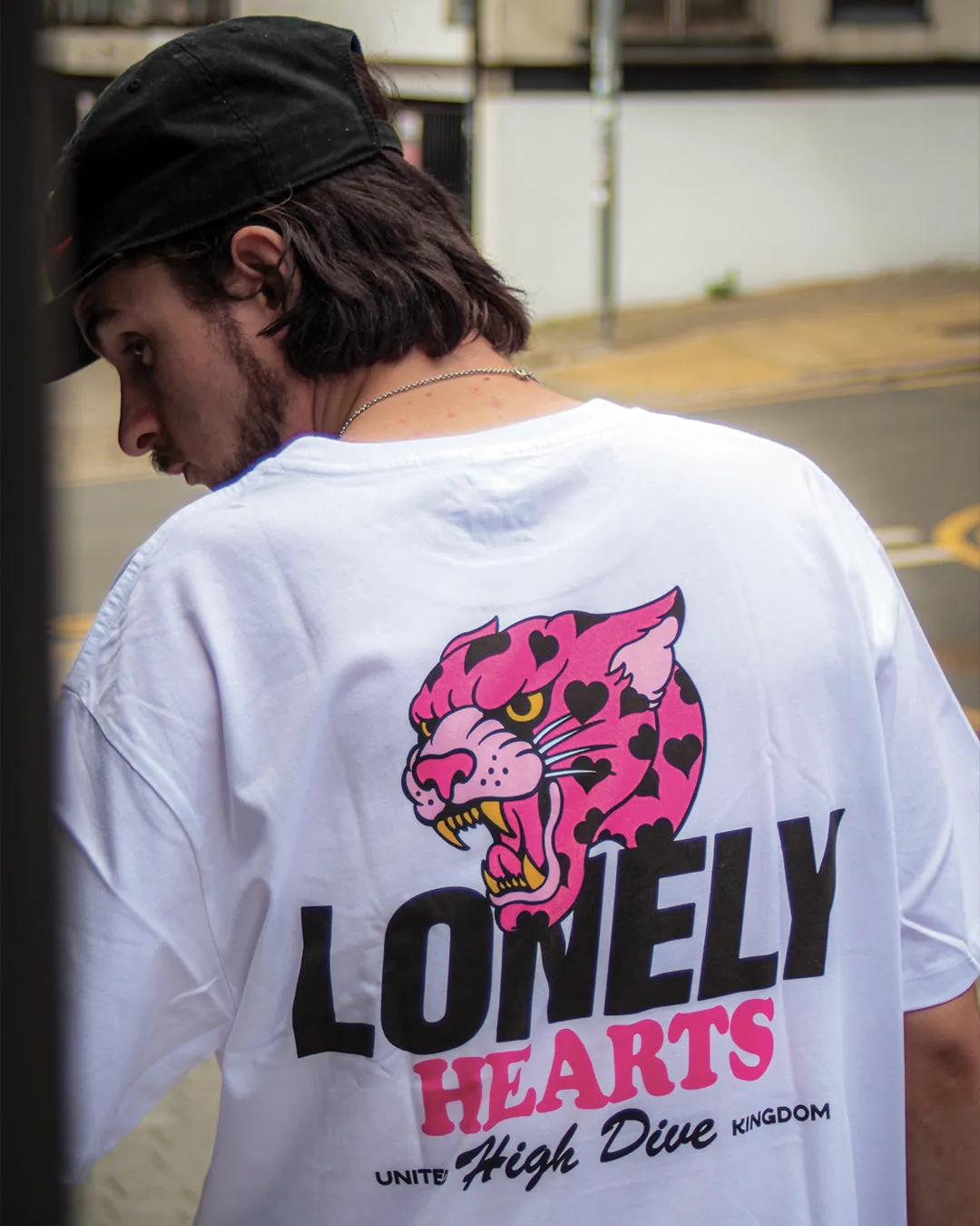 Lonely Hearts White Tee sold by High Dive Apparel HDA