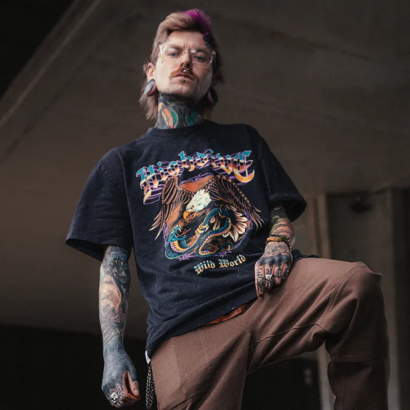 Wild World Heavy Stonewash Tee made by High Dive Apparel HDA