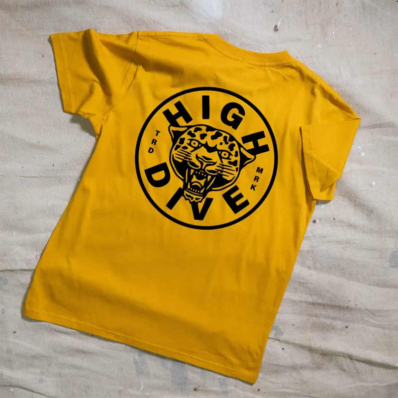 Panther Logo Mustard Tee made by High Dive Apparel HDA
