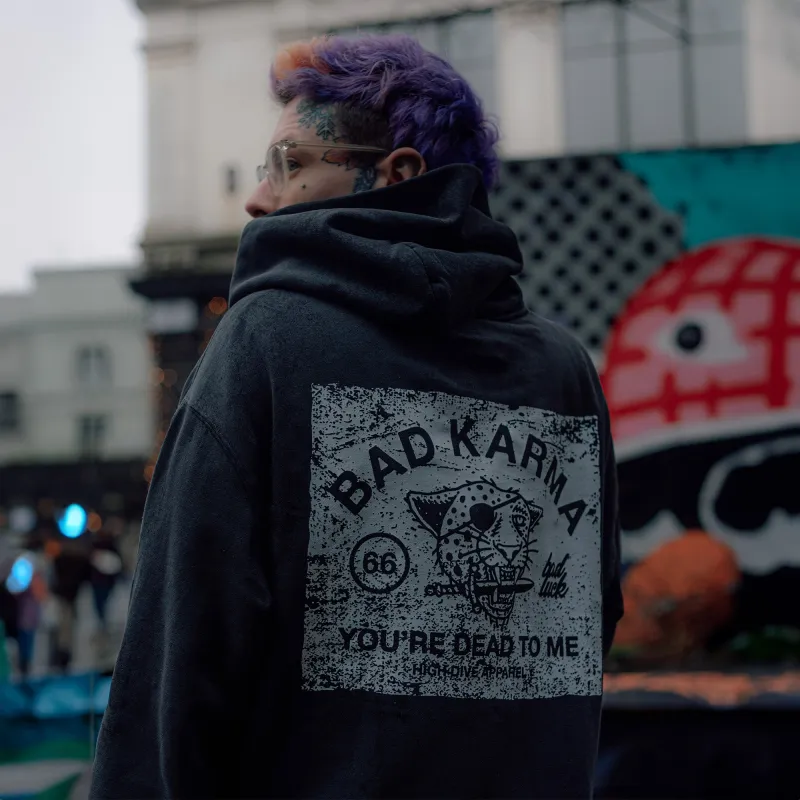 Bad Luck Faded Oversized Hoody made by High Dive Apparel HDA