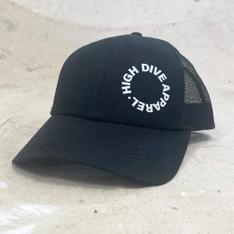 Circle Logo Trucker Cap made by High Dive Apparel HDA