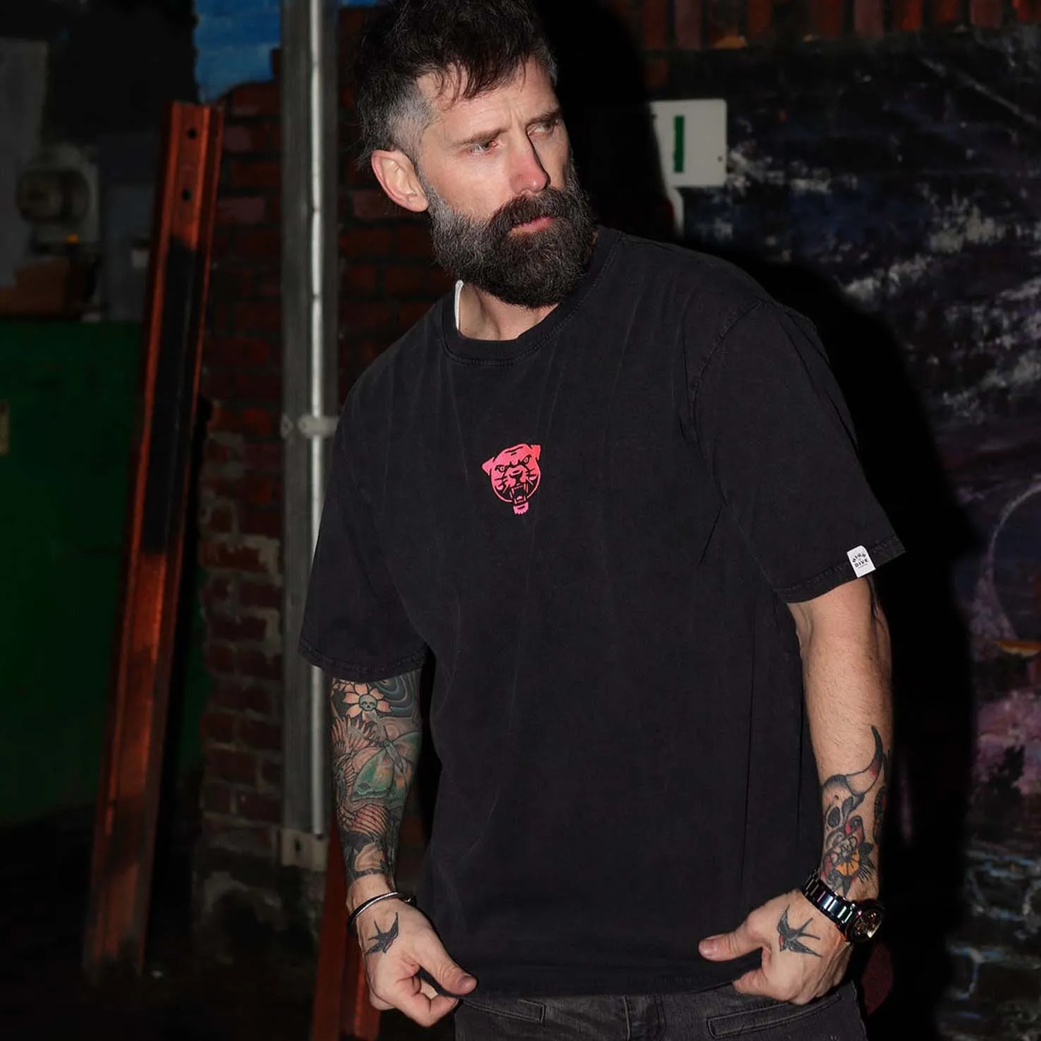Embroidered Panther Stonewash Tee sold by High Dive Apparel HDA