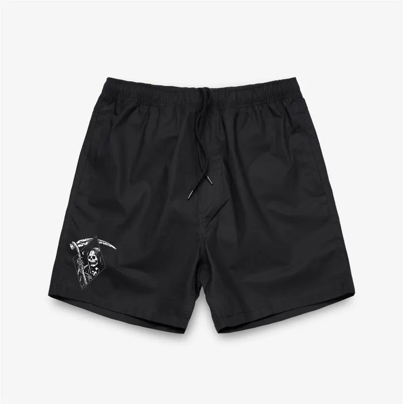 Life's Grim Black Beach Shorts made by High Dive Apparel HDA