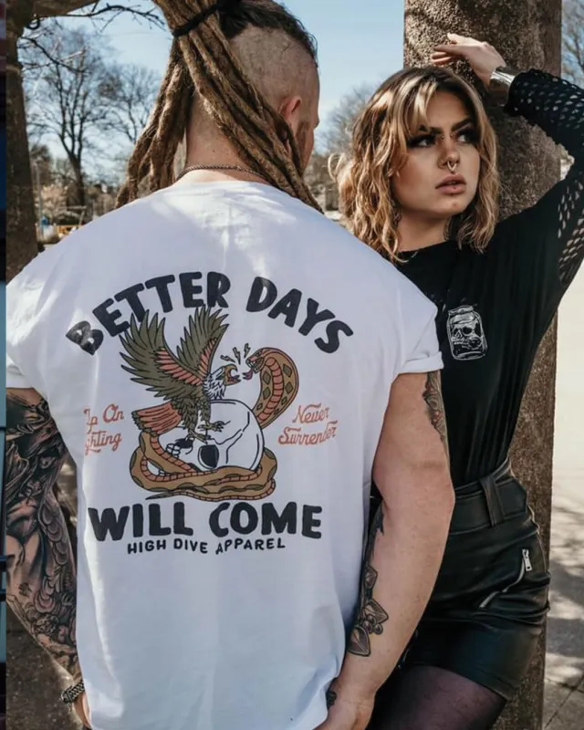 Better Days White Tee made by High Dive Apparel HDA