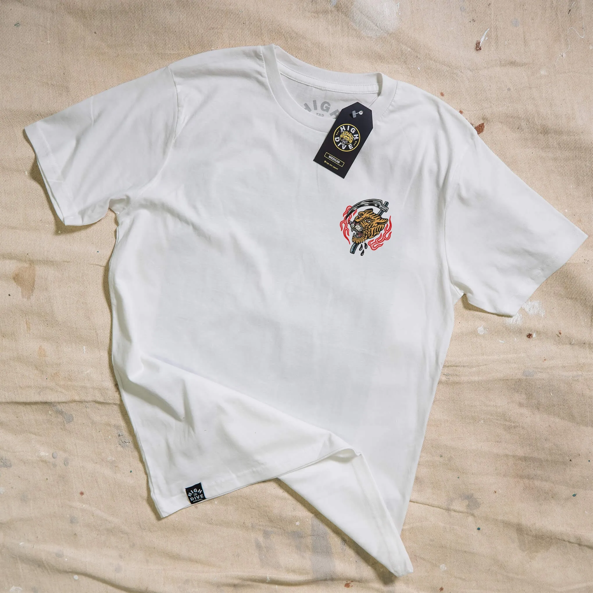 Tigers Scythe White Tee sold by High Dive Apparel HDA product image thumbnail 2