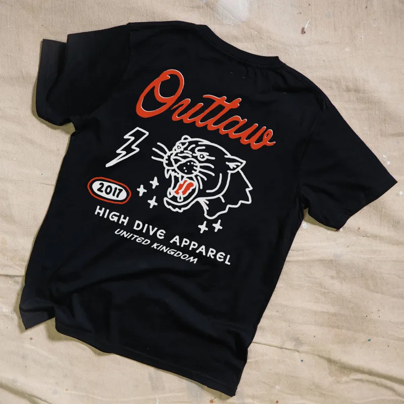 Outlaw Black Tee made by High Dive Apparel HDA