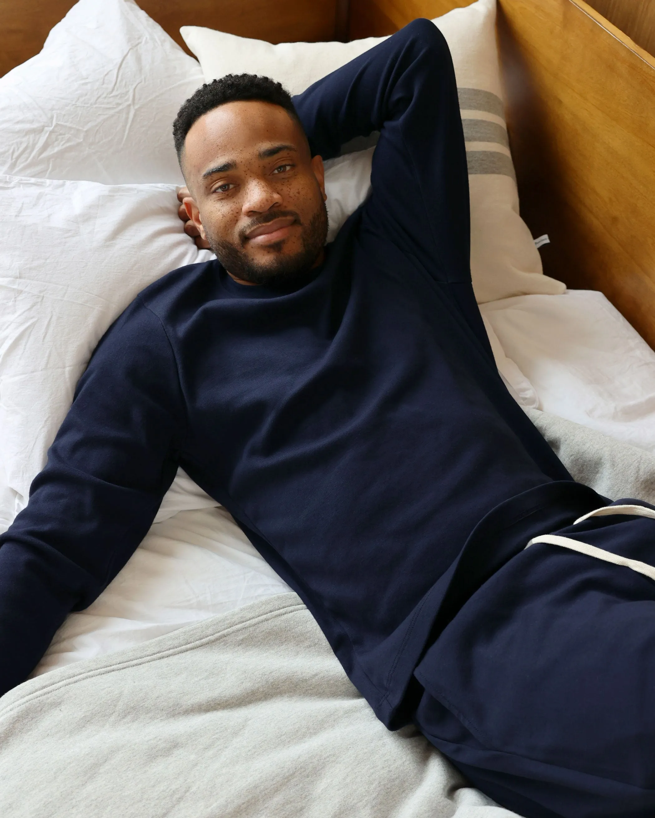 Fine Ribbed Long Sleeve Tee Navy - Unisex sold by Province of Canada product image thumbnail 3