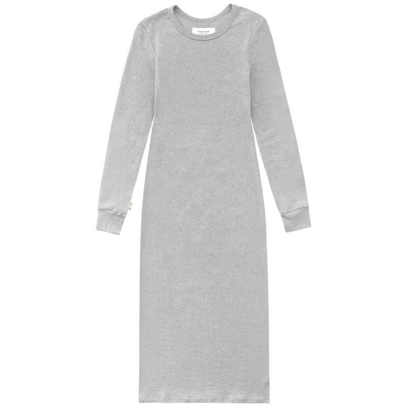 Fine Ribbed Long Sleeve Dress Heather Grey sold by Province of Canada