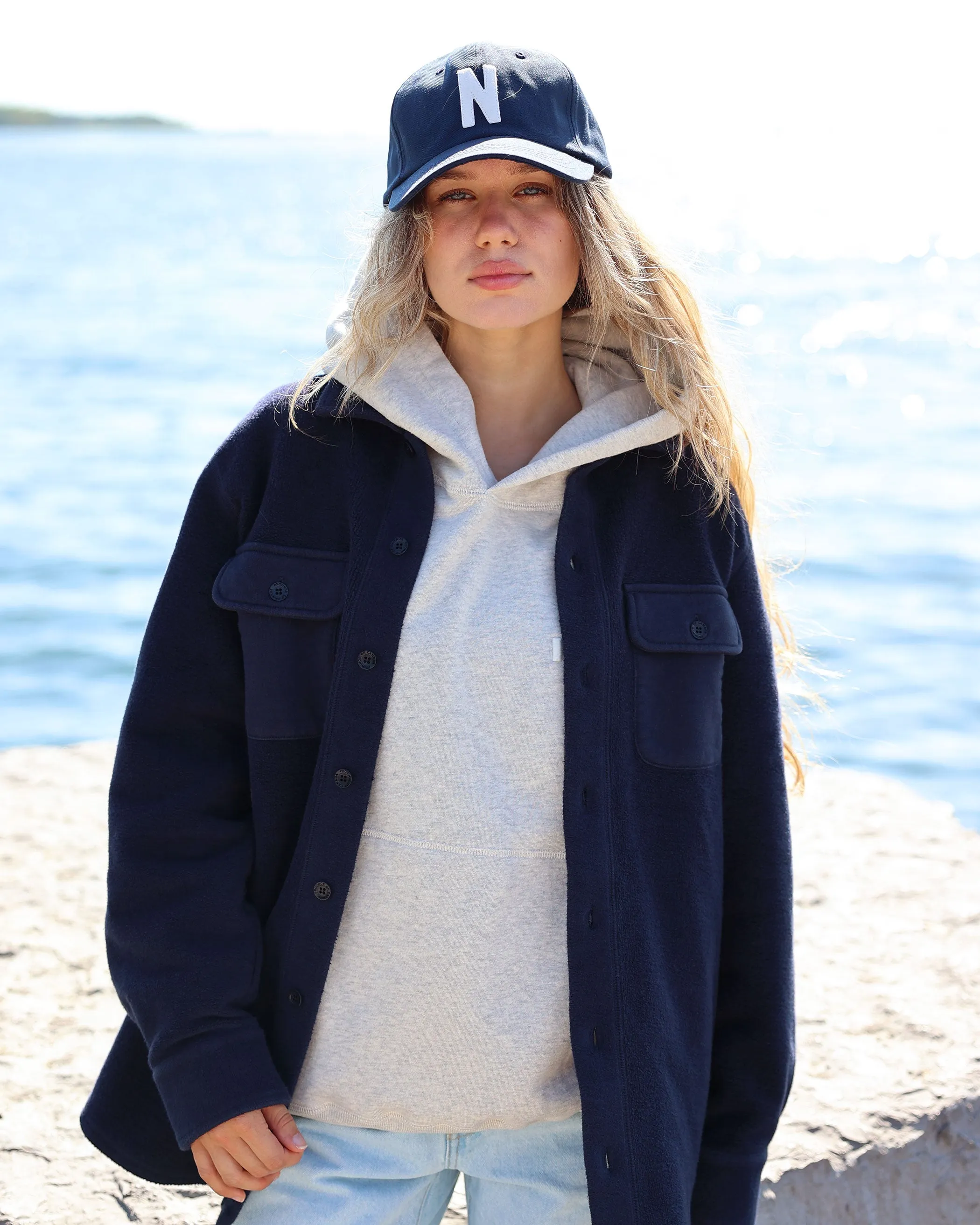 Reverse Fleece Overshirt Navy - Unisex sold by Province of Canada product image thumbnail 3