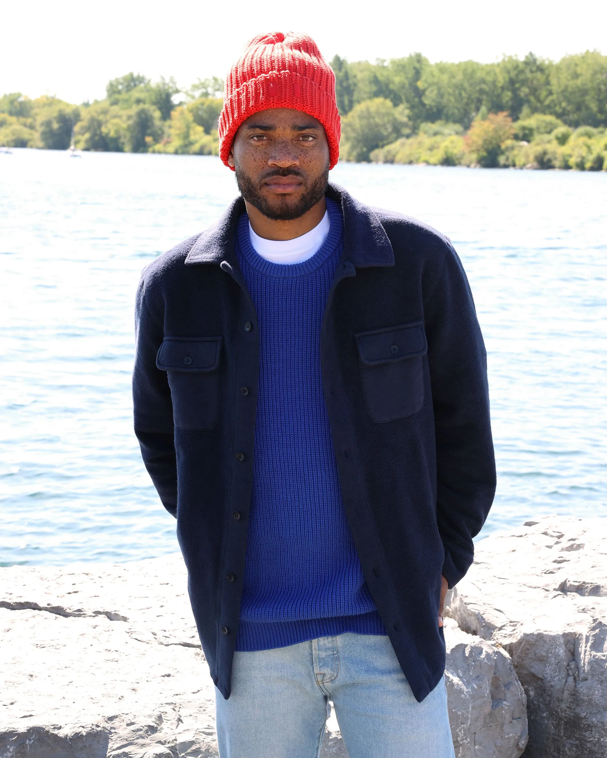 Reverse Fleece Overshirt Navy - Unisex sold by Province of Canada product image thumbnail 2