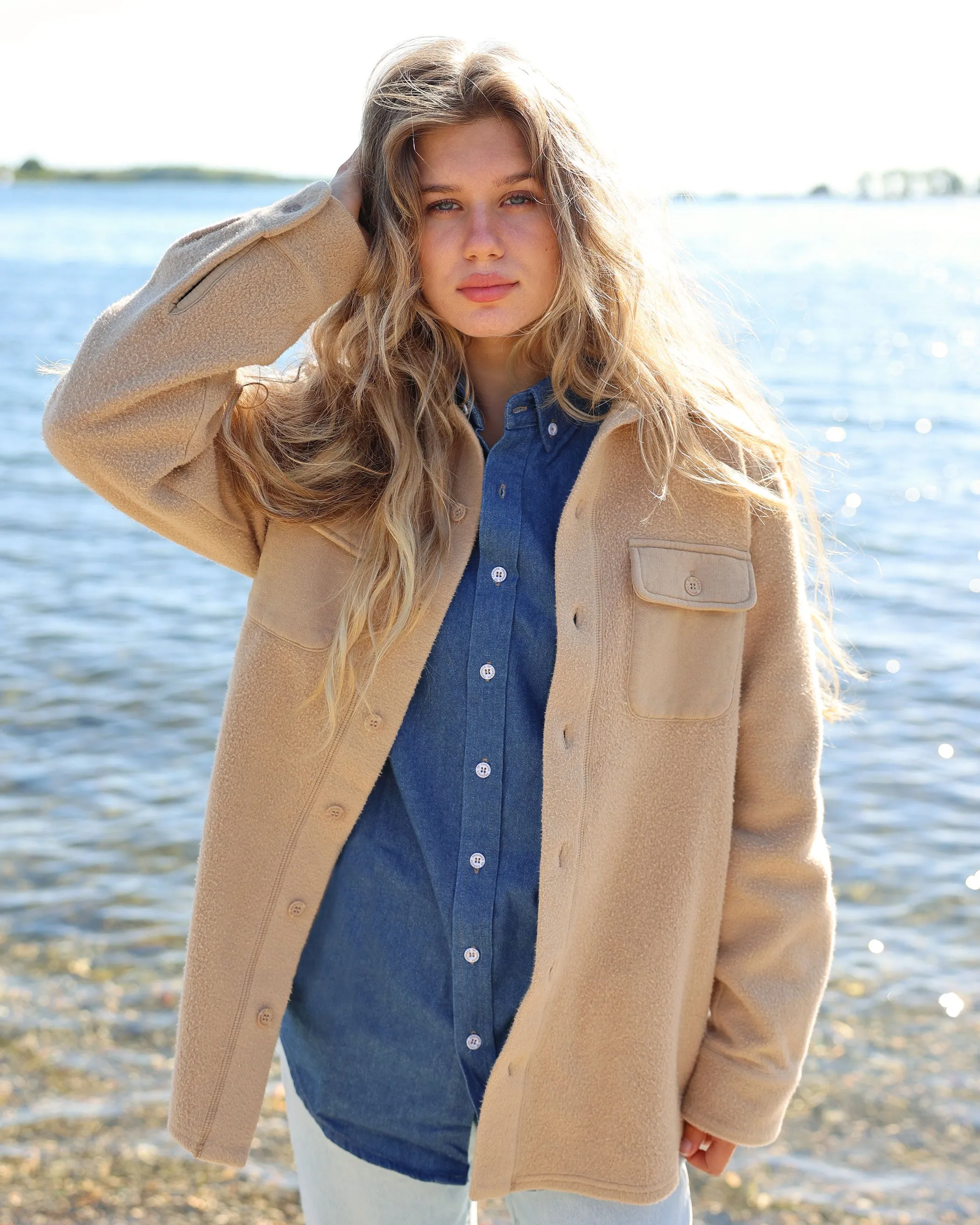 Reverse Fleece Overshirt Khaki - Unisex sold by Province of Canada product image thumbnail 2