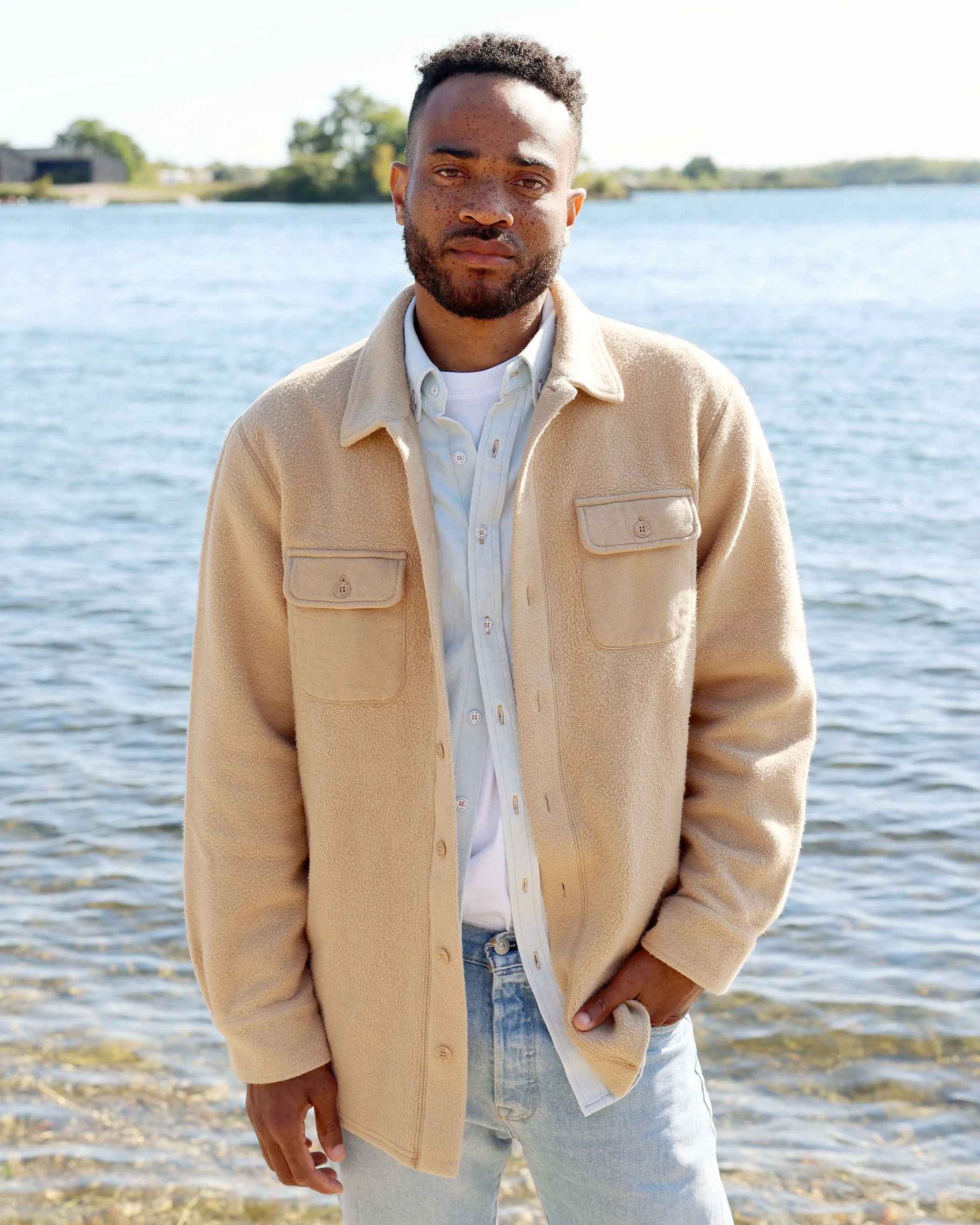 Reverse Fleece Overshirt Khaki - Unisex sold by Province of Canada product image thumbnail 3