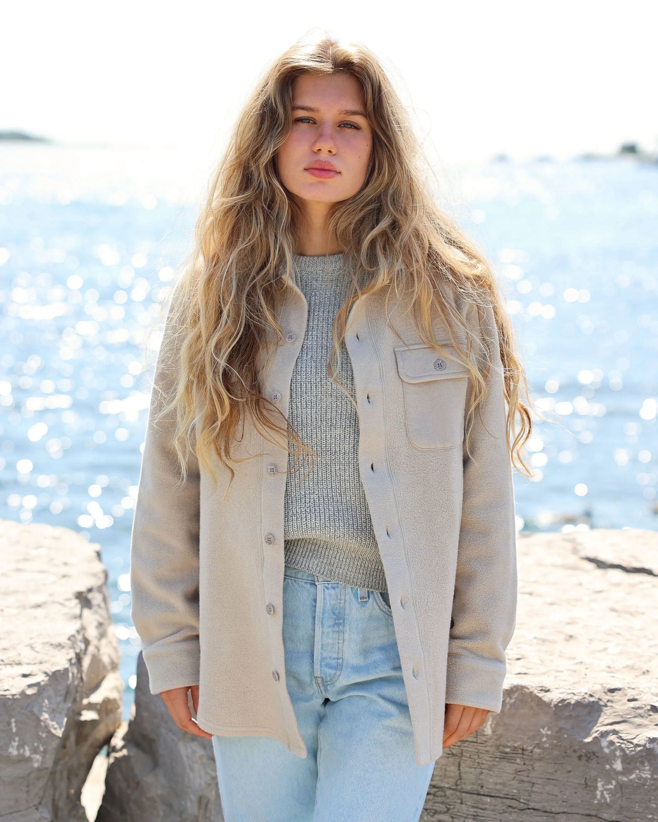 Reverse Fleece Overshirt Sand - Unisex sold by Province of Canada product image thumbnail 2