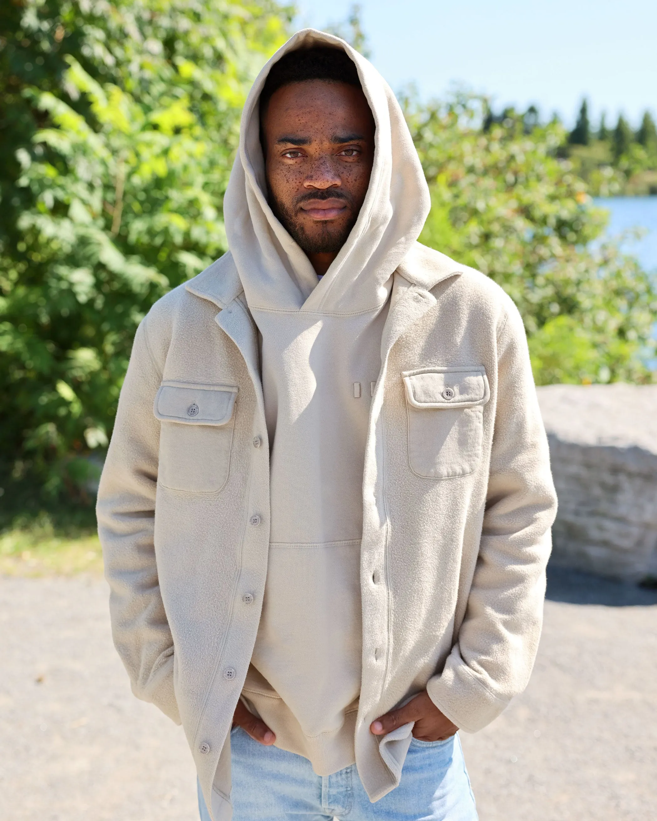 Reverse Fleece Overshirt Sand - Unisex sold by Province of Canada product image thumbnail 3