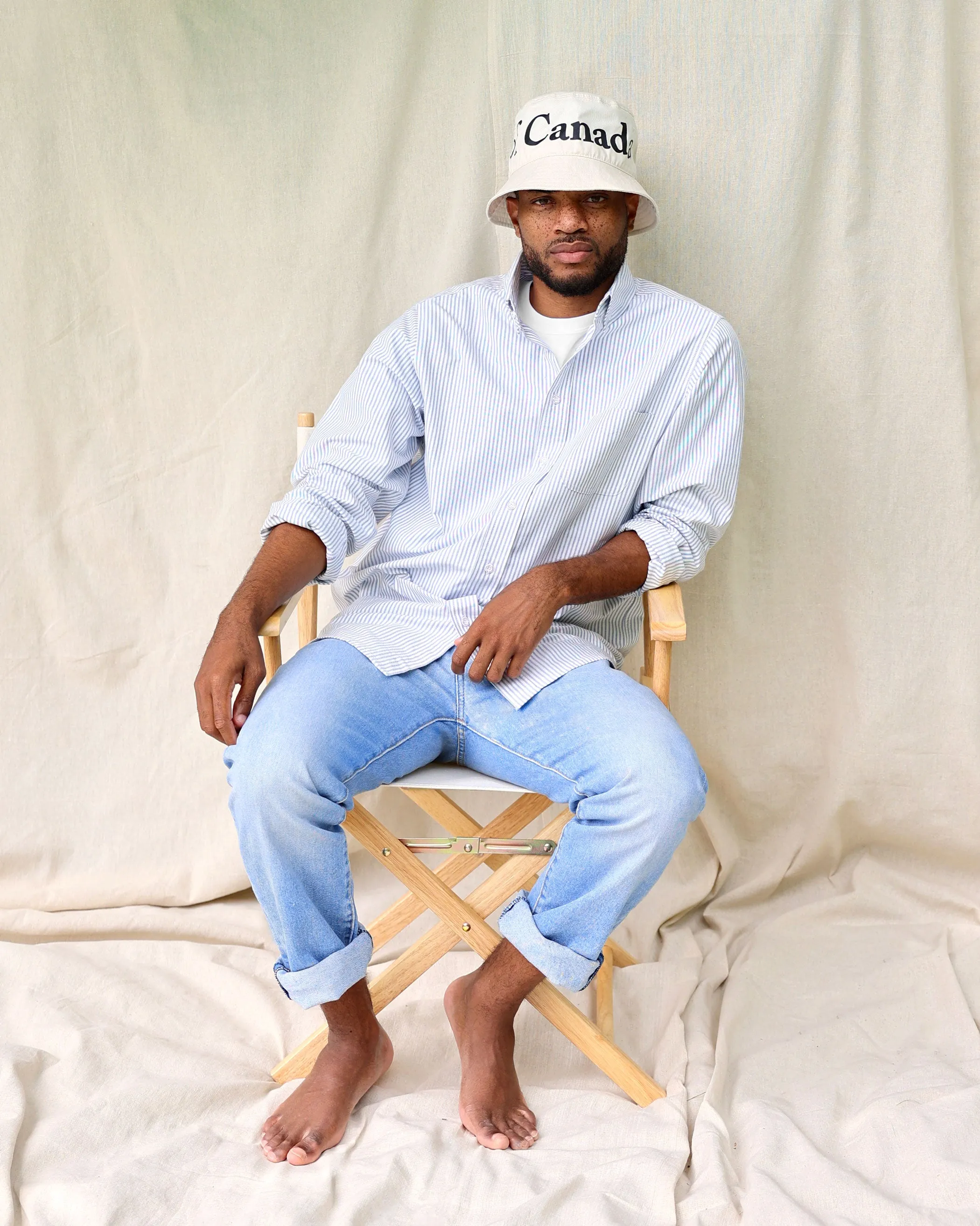 Oxford Stripe Shirt Navy - Unisex sold by Province of Canada product image thumbnail 2