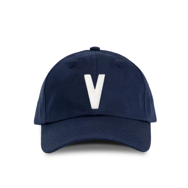 Letter V Baseball Hat Navy made by Province of Canada