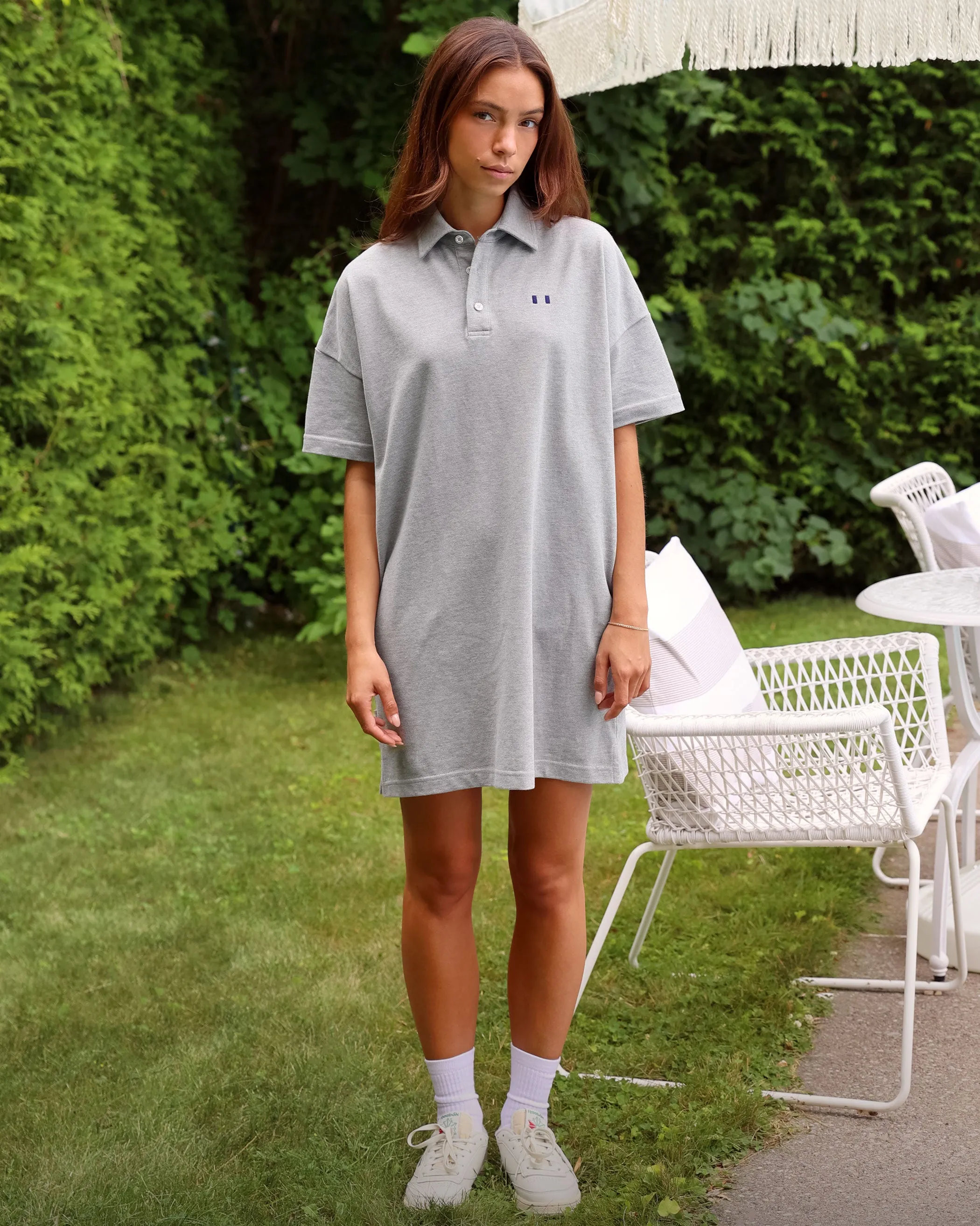 Flag Polo Boyfriend Dress Heather Grey sold by Province of Canada product image thumbnail 2