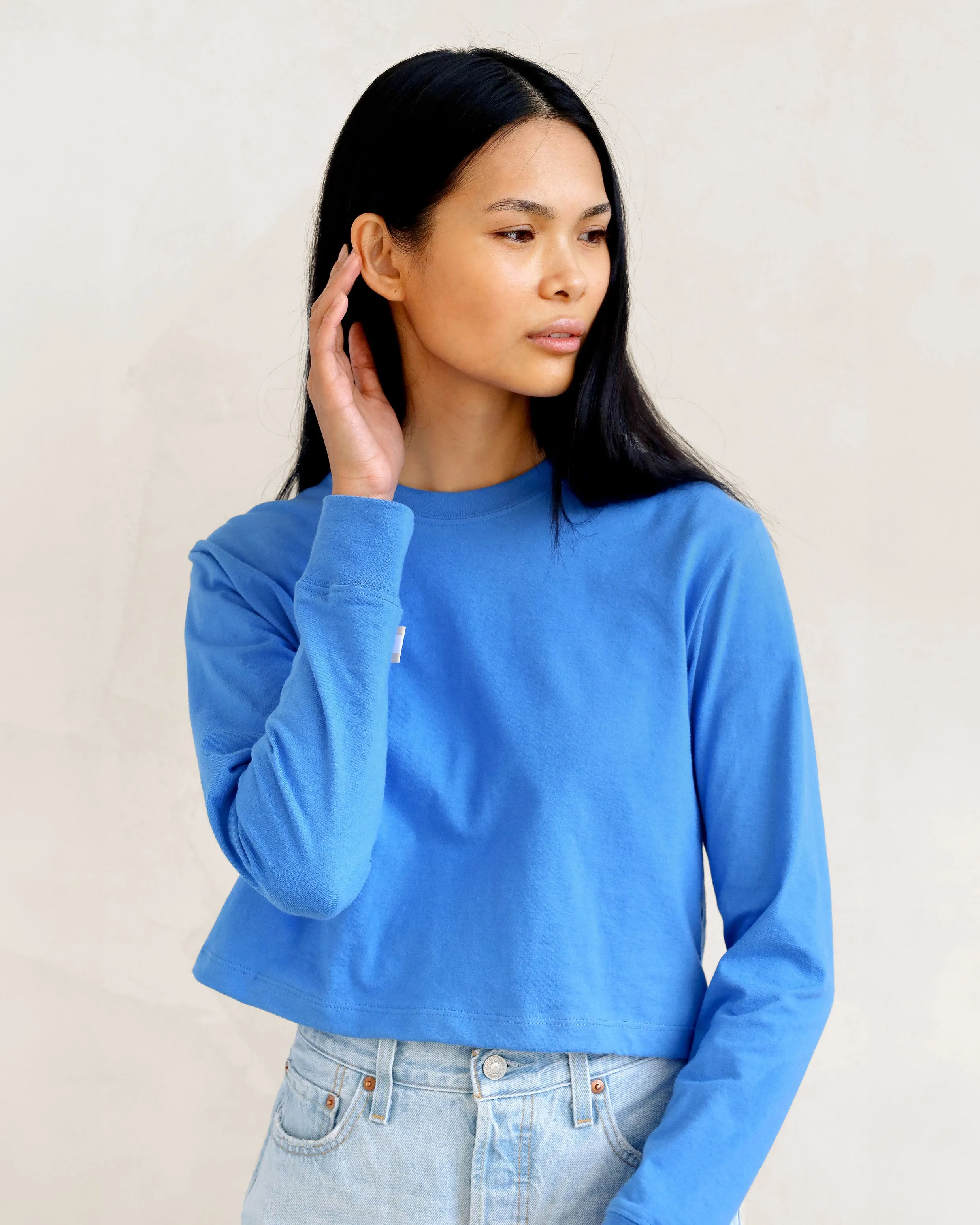 Monday Long Sleeve Crop Top Super Blue sold by Province of Canada product image thumbnail 2