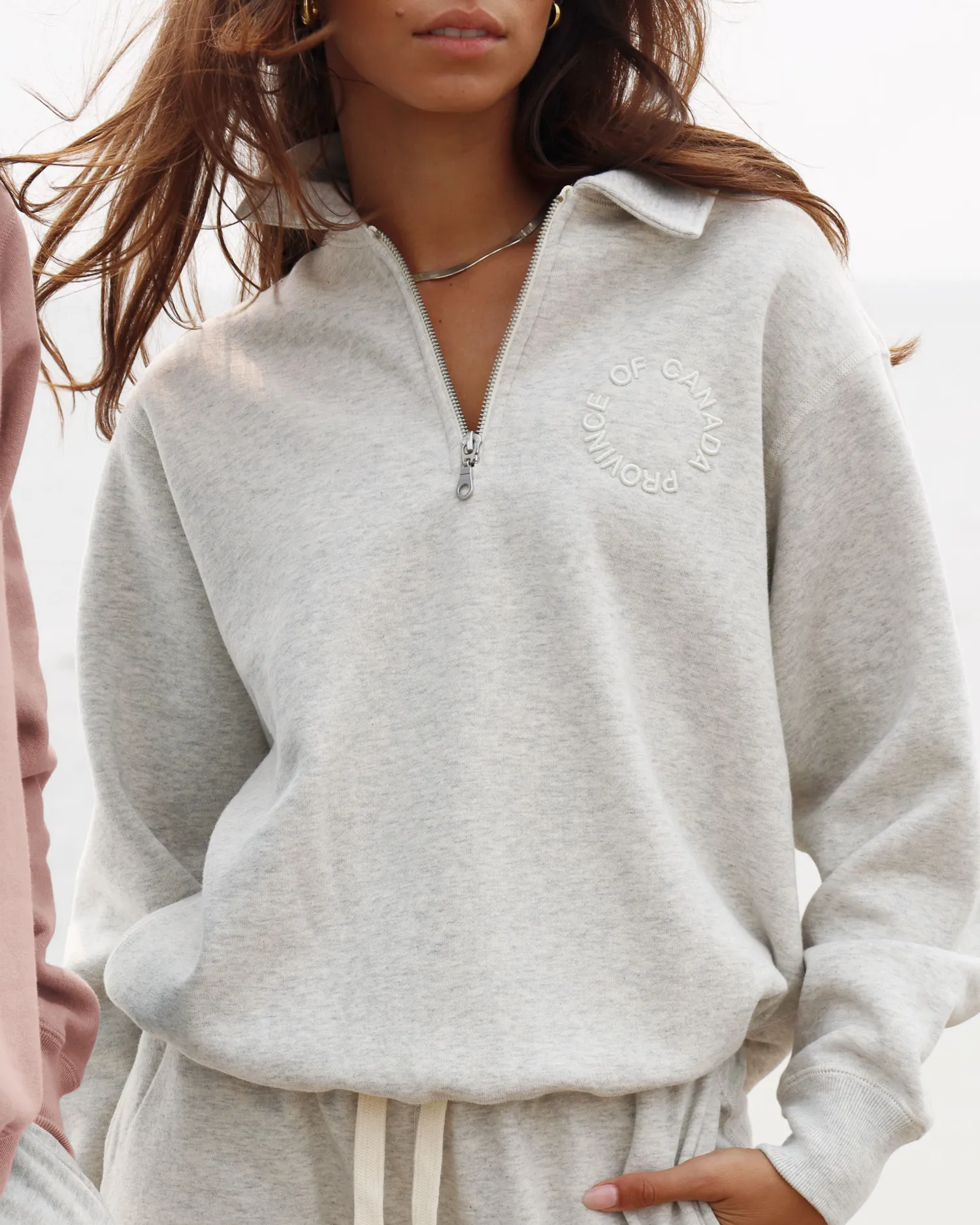 Half Zip Fleece Sweatshirt Eggshell - Unisex sold by Province of Canada product image thumbnail 2