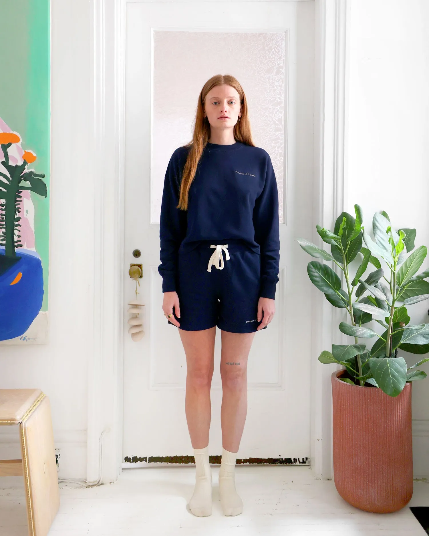 French Terry Crop Sweatshirt Navy sold by Province of Canada product image thumbnail 2