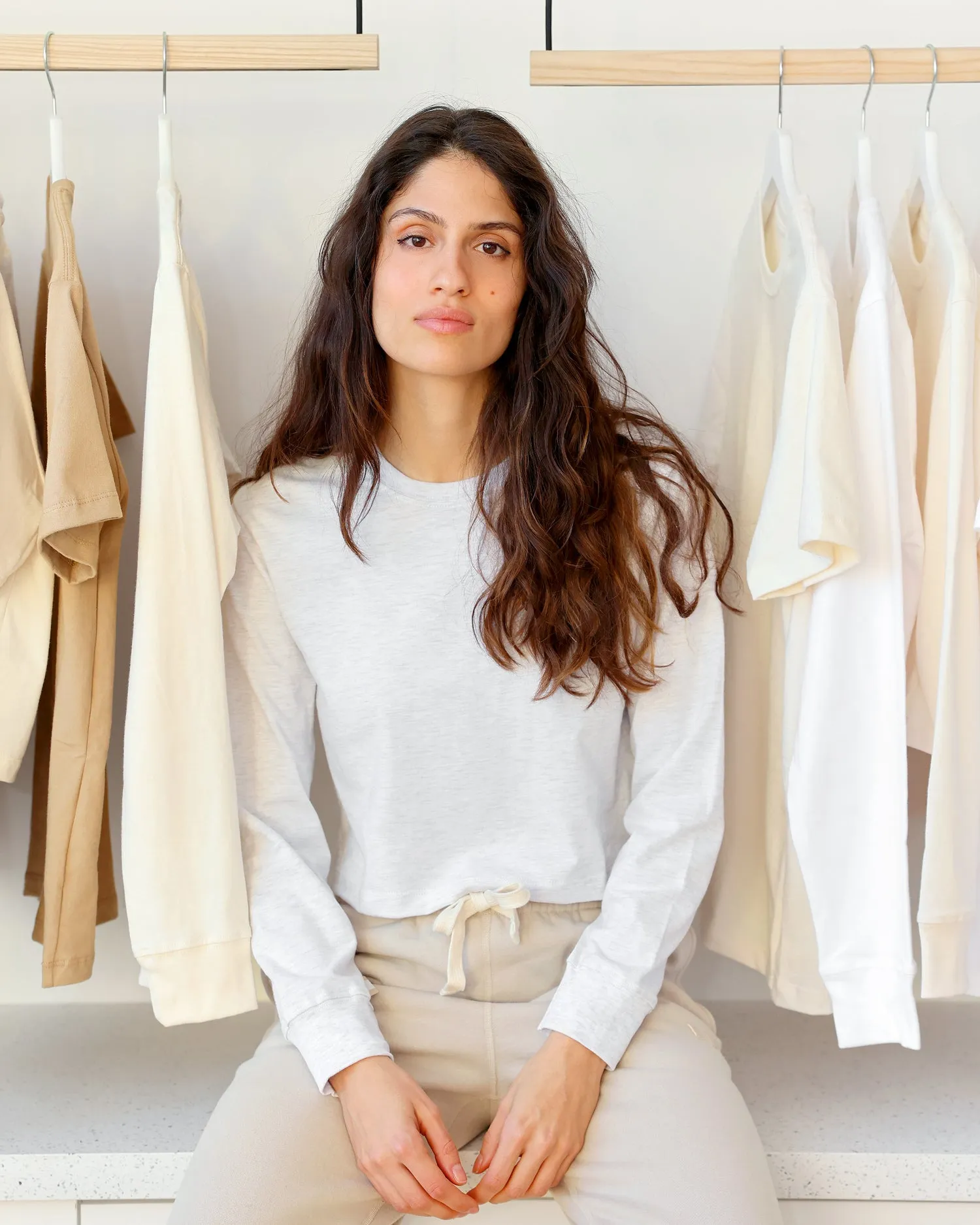 Monday Long Sleeve Crop Top Cloud sold by Province of Canada product image thumbnail 2