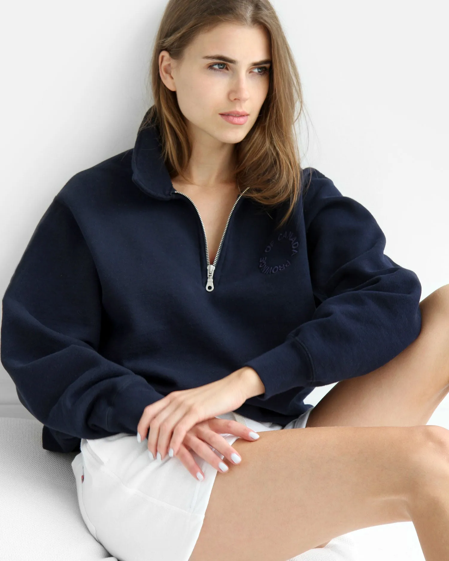 Half Zip Fleece Sweatshirt Navy - Unisex sold by Province of Canada product image thumbnail 3