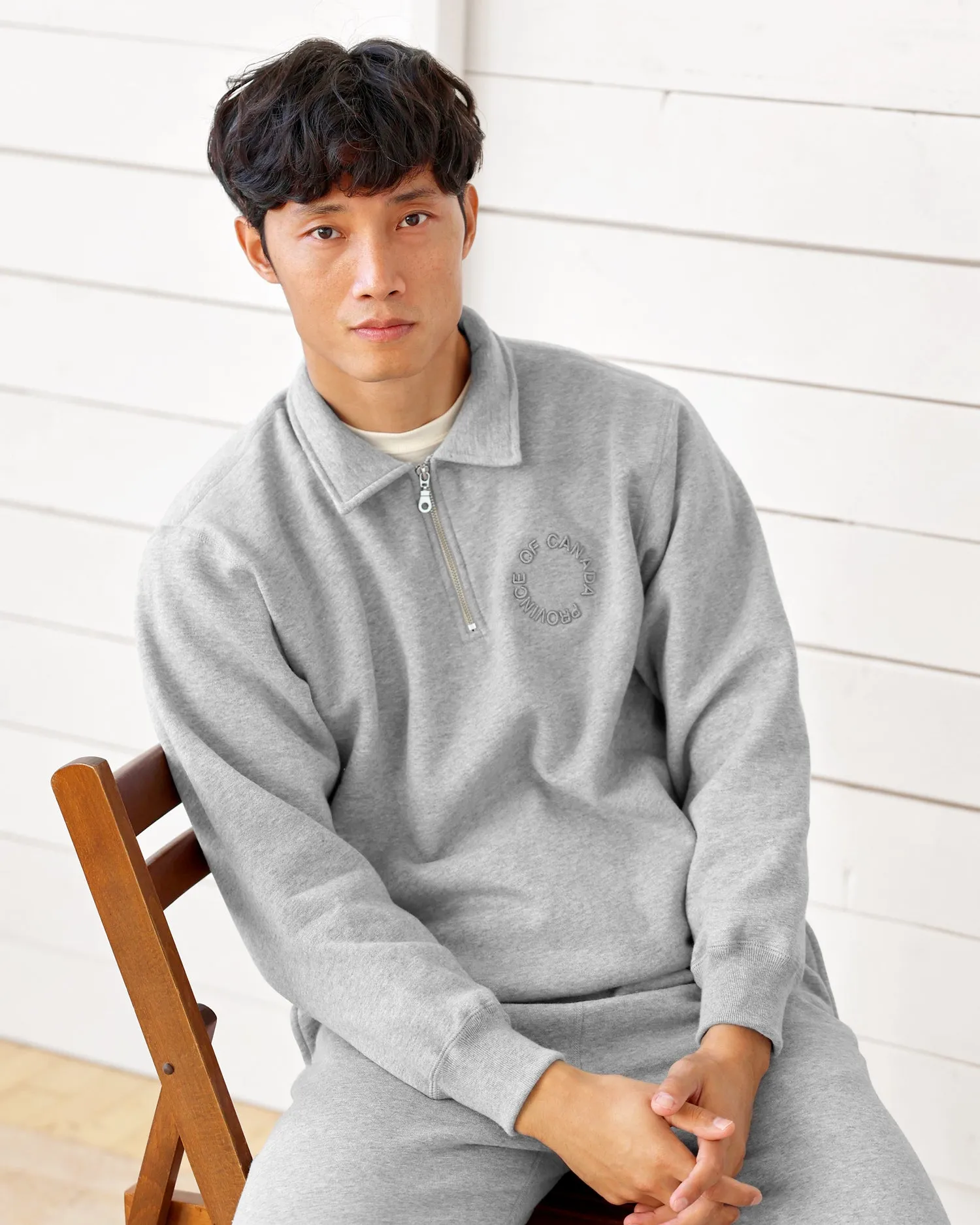 Half Zip Fleece Sweatshirt Heather Grey - Unisex sold by Province of Canada product image thumbnail 2