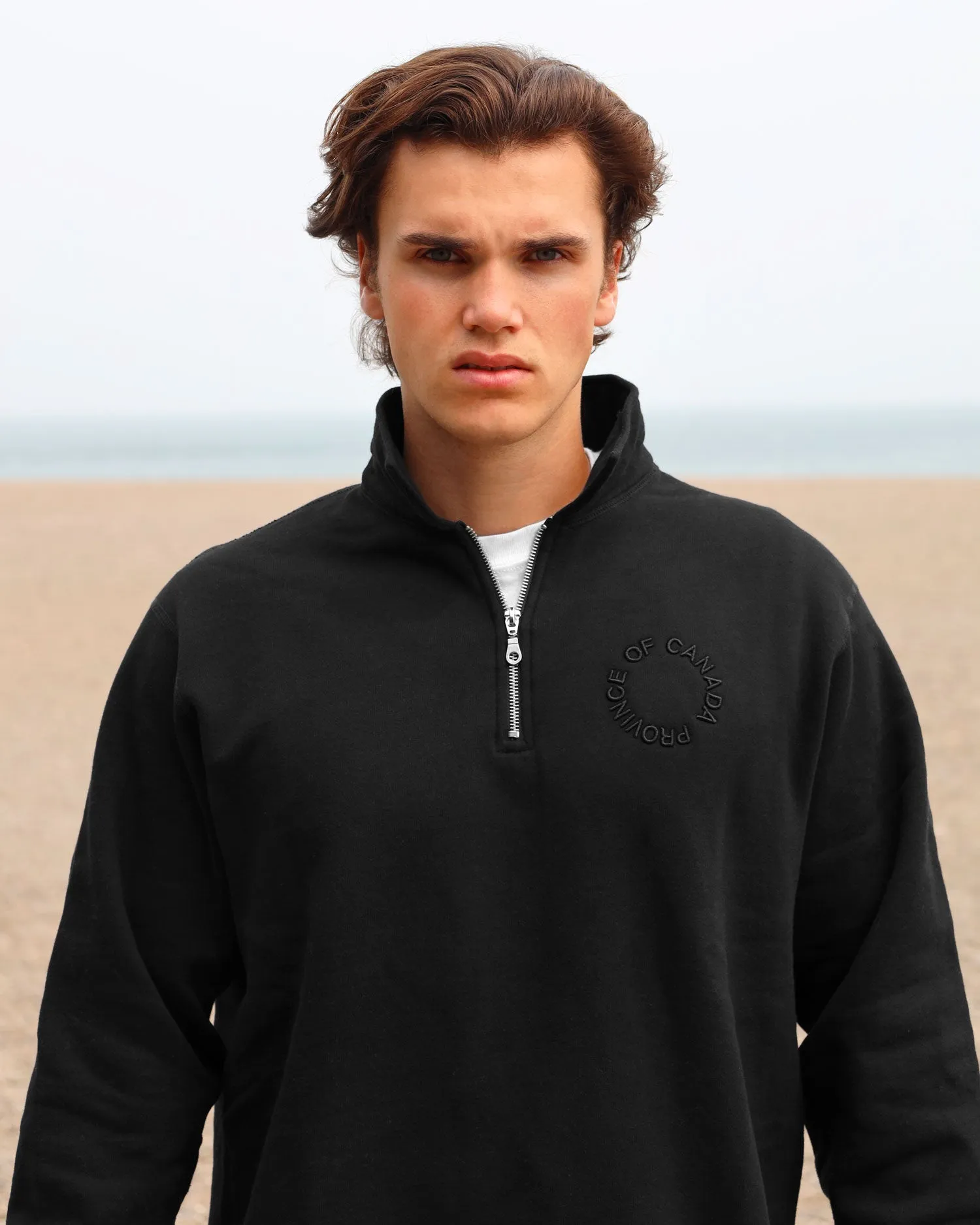 Half Zip Fleece Sweatshirt Black - Unisex sold by Province of Canada product image thumbnail 2