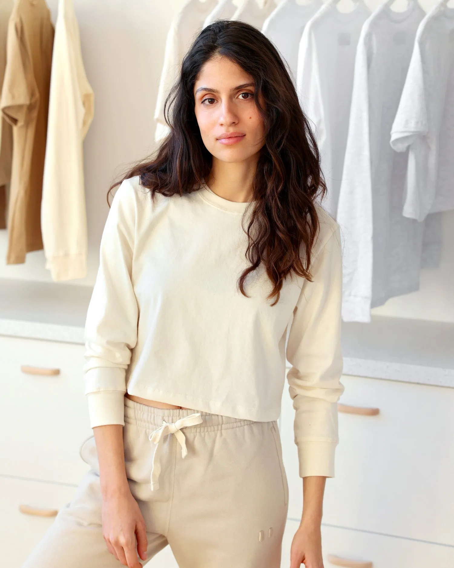 Monday Long Sleeve Crop Top Natural sold by Province of Canada product image thumbnail 2