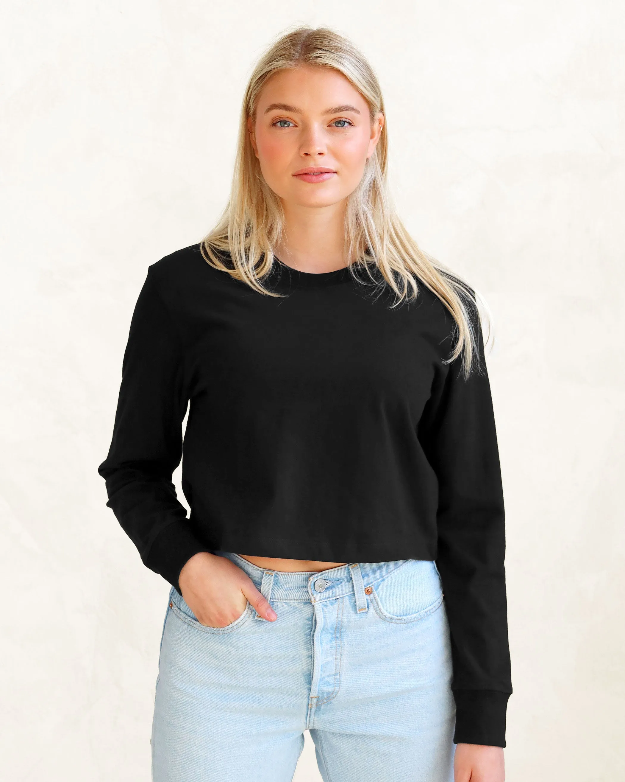 Monday Long Sleeve Crop Top Black sold by Province of Canada product image thumbnail 2
