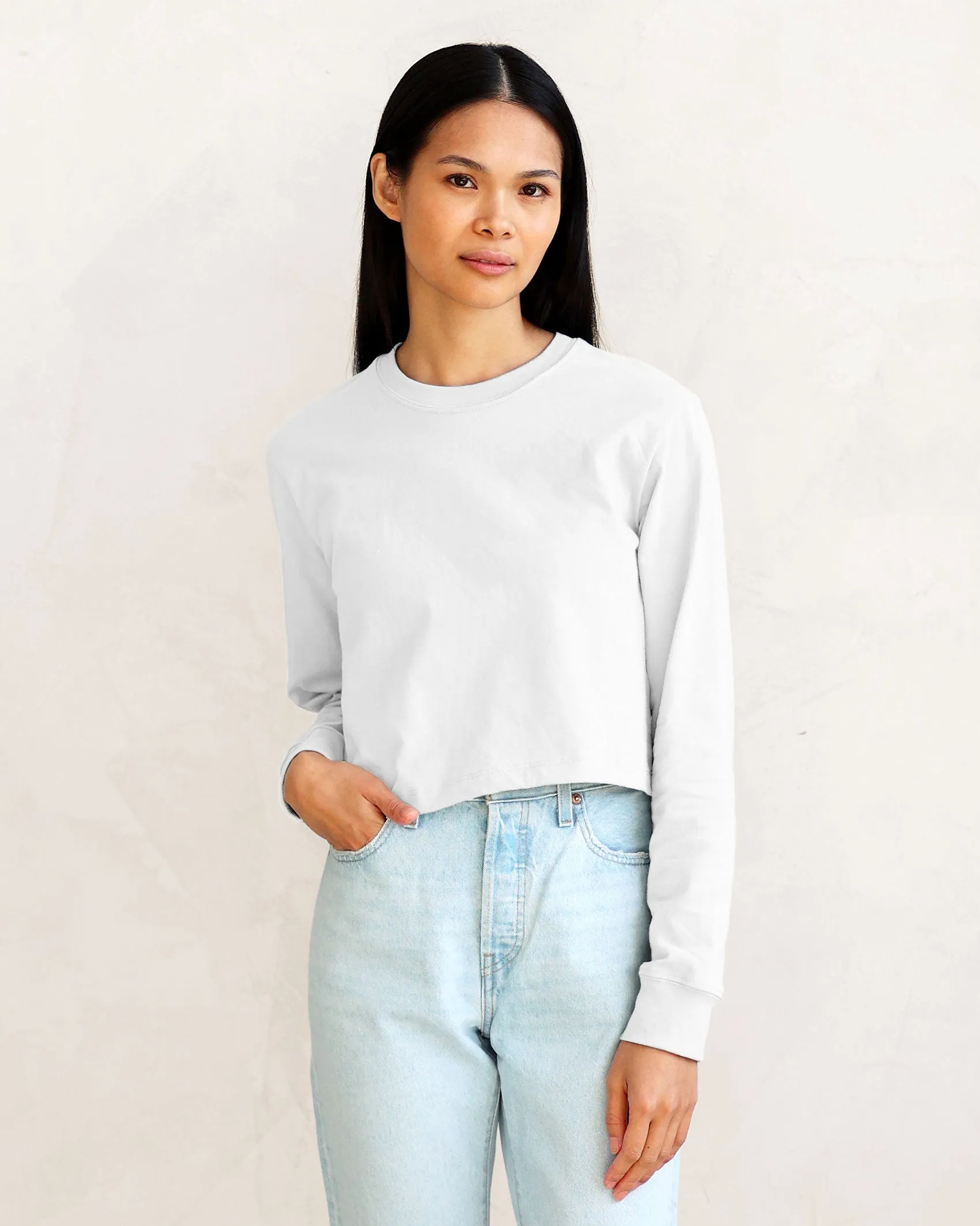 Monday Long Sleeve Crop Top White sold by Province of Canada product image thumbnail 2