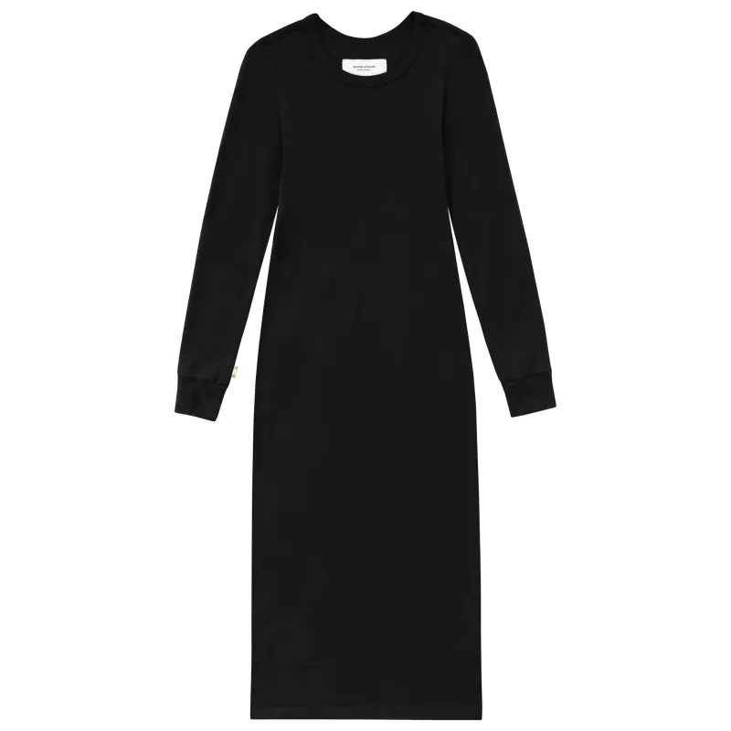 Fine Ribbed Long Sleeve Dress Black sold by Province of Canada