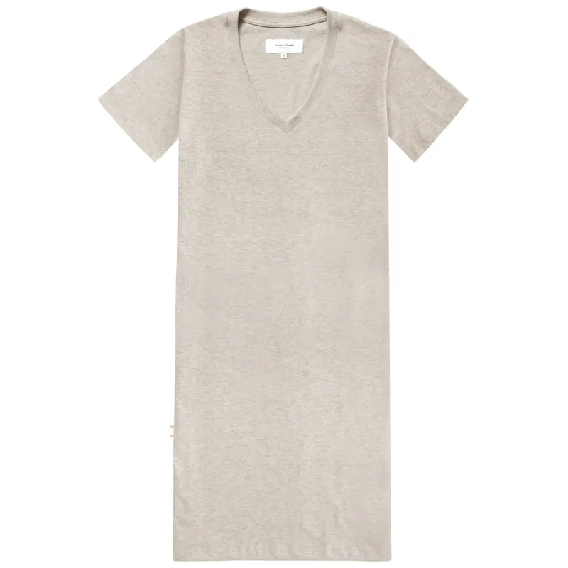 V-Neck Midi T-Shirt Dress Oatmeal sold by Province of Canada