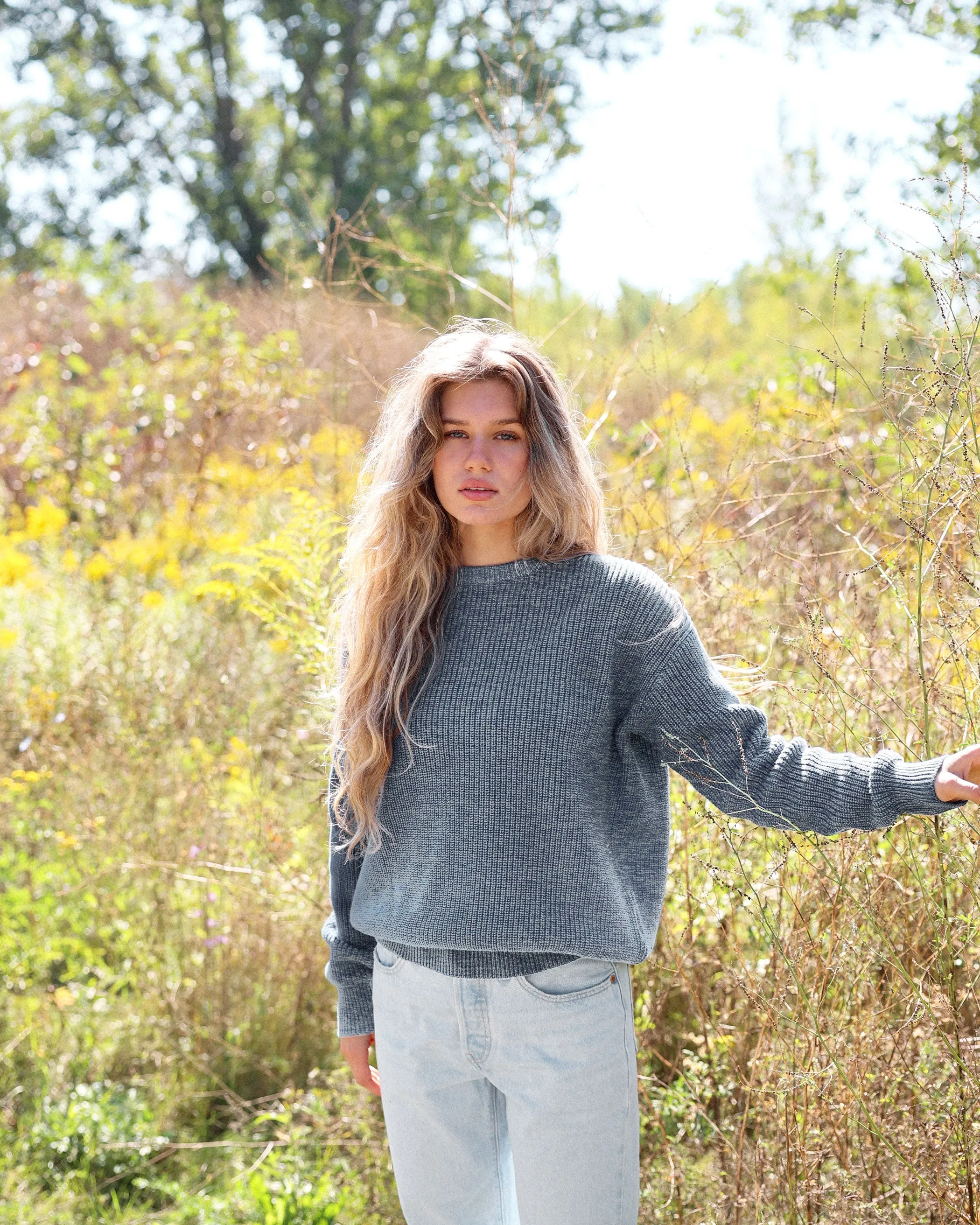 Cotton Knit Sweater Heather Navy - Unisex sold by Province of Canada product image thumbnail 2