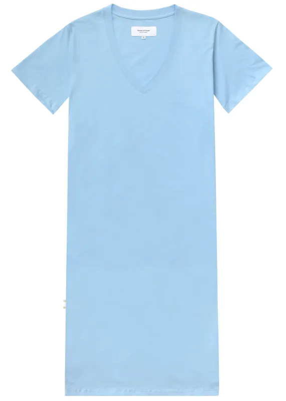 V-Neck Midi T-Shirt Dress Sky Blue sold by Province of Canada