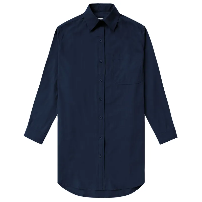 Washed Poplin Dress Navy sold by Province of Canada