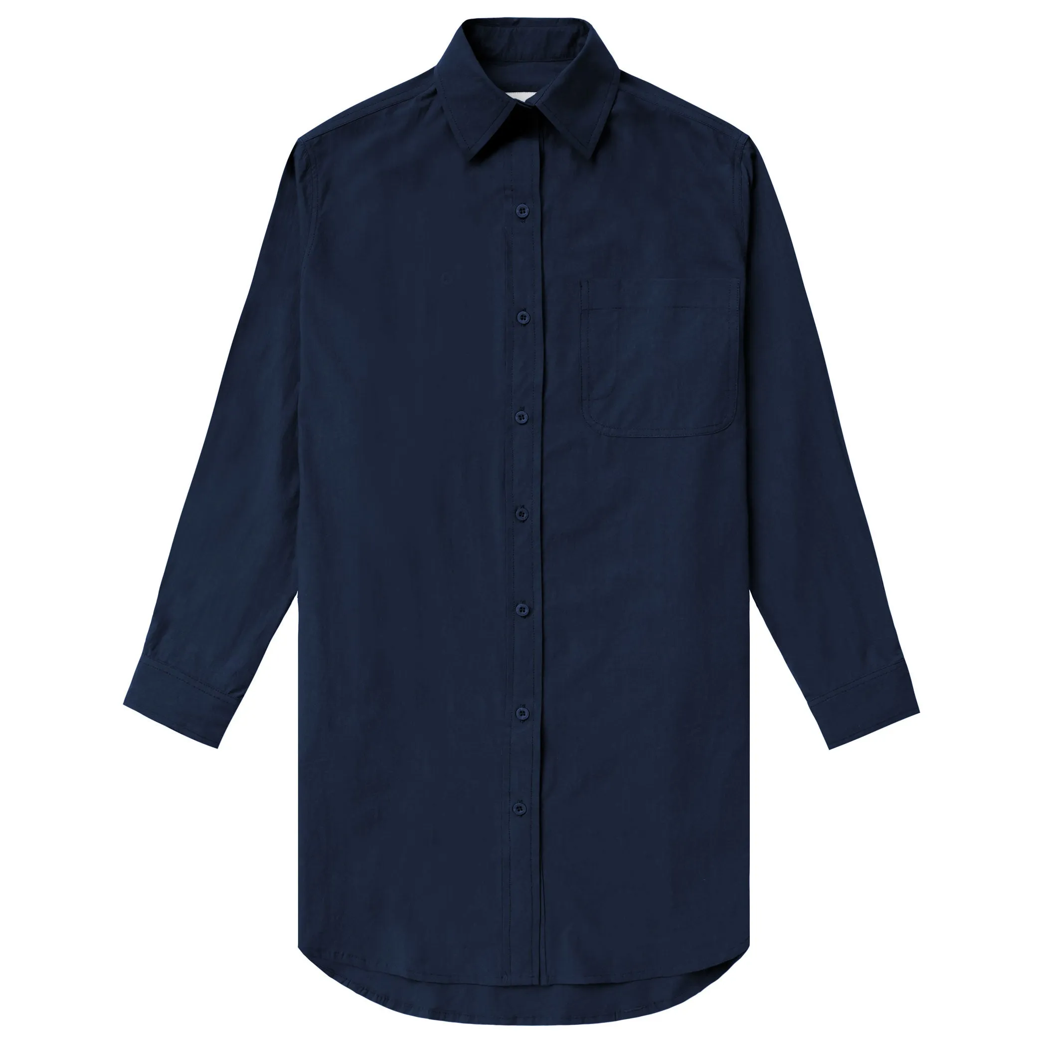 Washed Poplin Dress Navy sold by Province of Canada